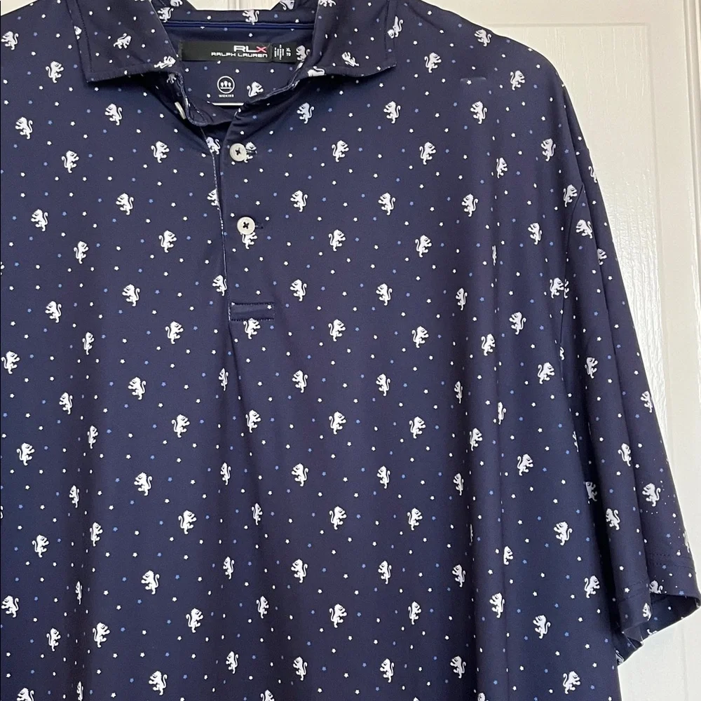 Ralph Lauren Dark Blue Polo Golf Shirt with White Lion Design